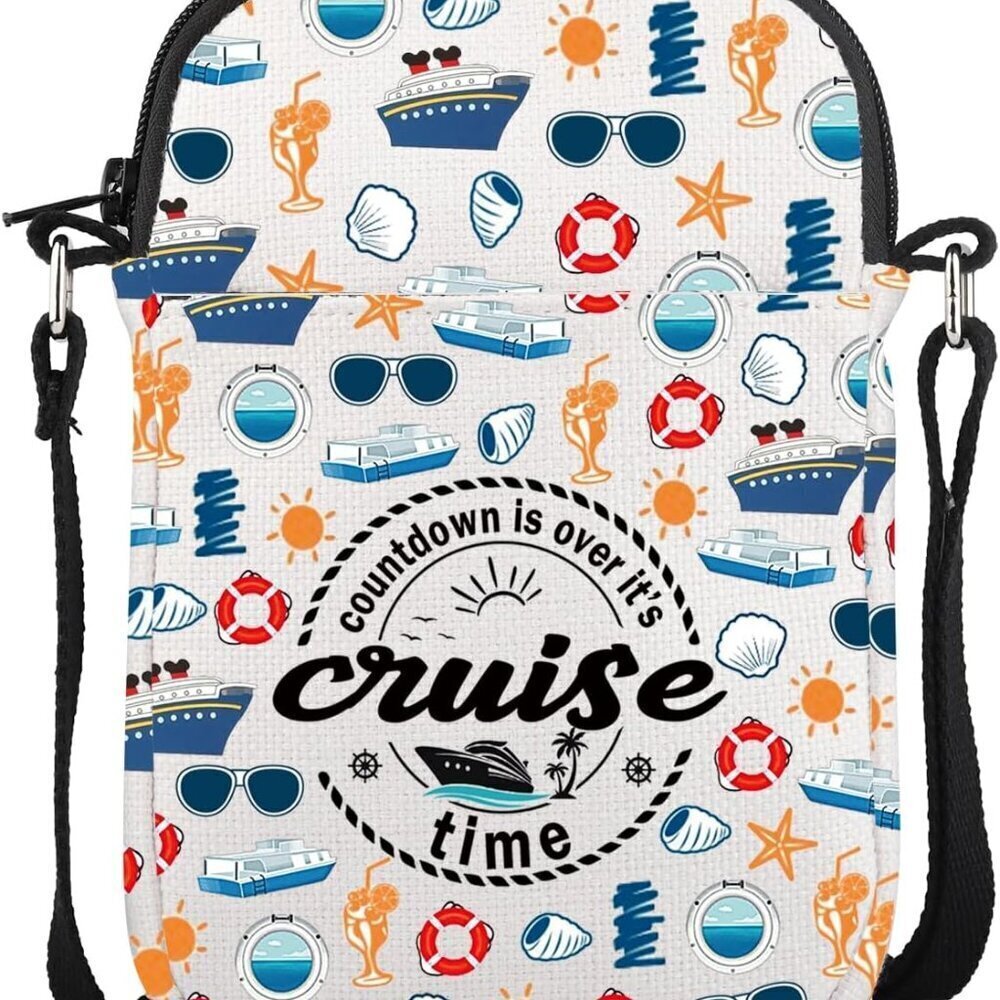 Mini Crossbody Bag Waterproof Linen Adjustable Strap Cruise Vacation Gift